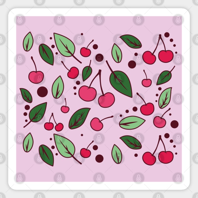 Delicious cherries pattern Magnet by OgyDesign